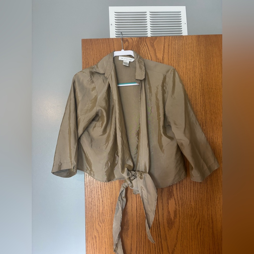 Silk blend front tie top